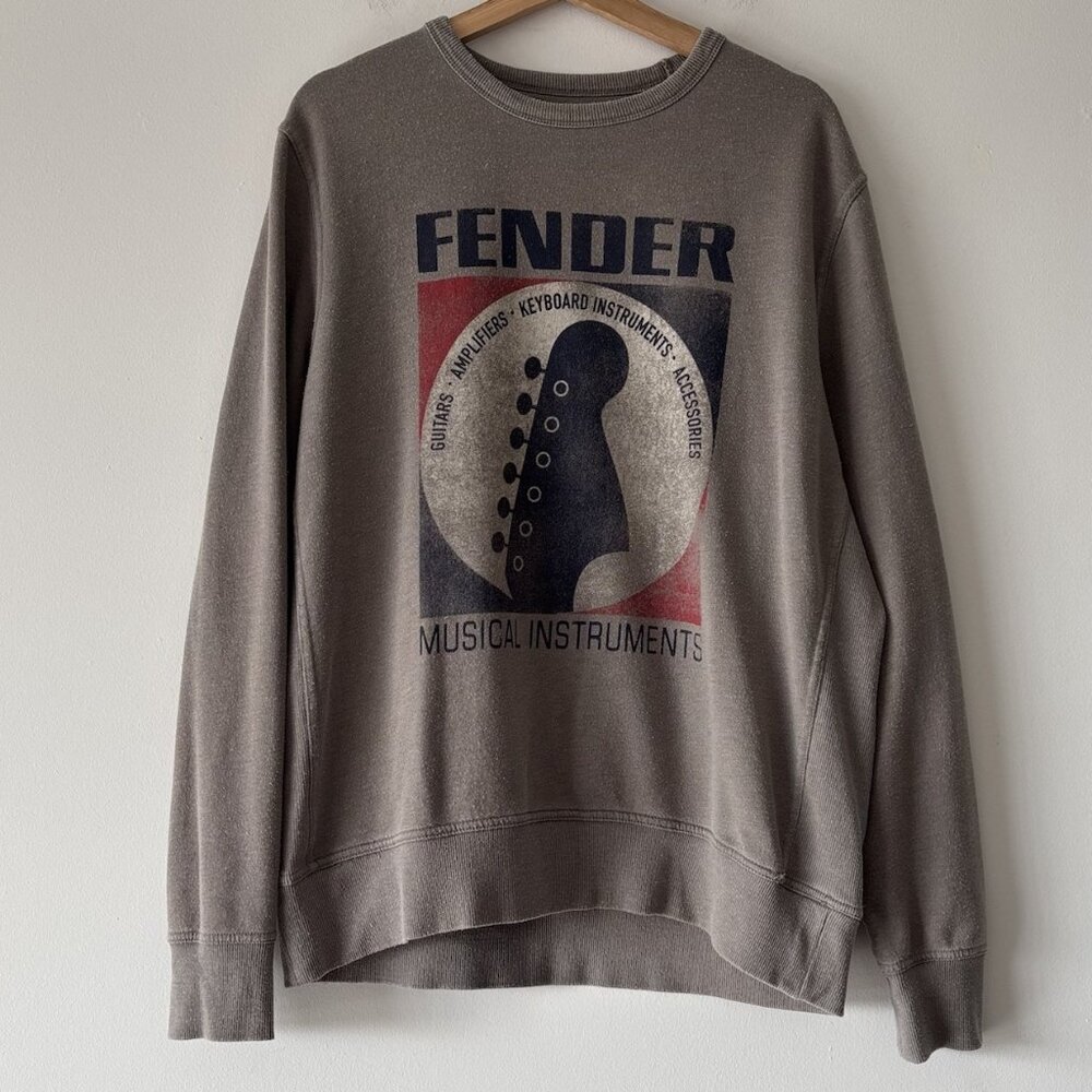 Fender Guitar Lucky Brand Lightweight Sweatshirt Mens Large Pullover Pilling!